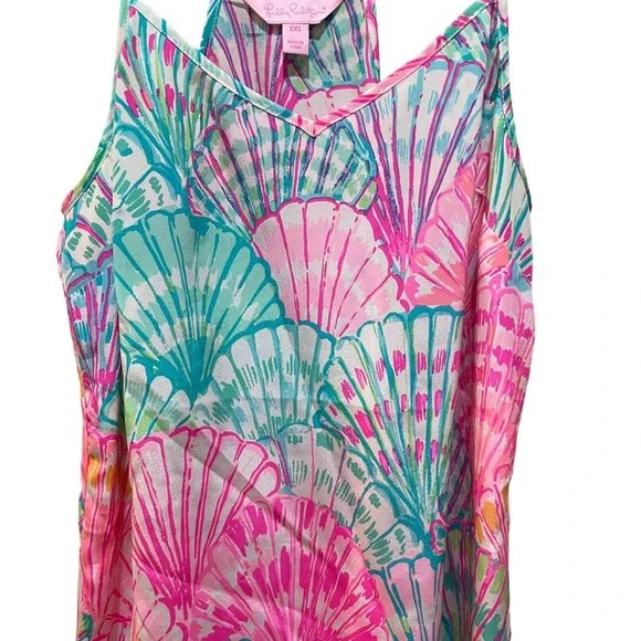 Lilly Pulitzer Oh Shello Dusk Racerback Silk Tank Top Pink Blue size XXS - Picture 4 of 8
